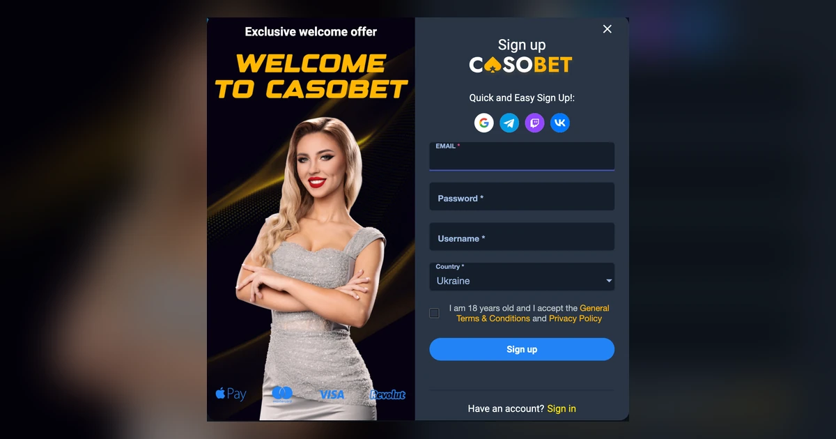 Inloggen en account aanmaken bij Casobet Casino